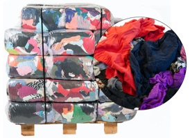Colored Recycled T-Shirt Rags - 40 Anti-Slip 25lb Bags at RagLady.com